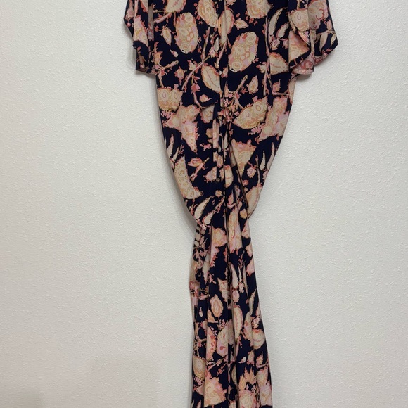 A.L.C. Floral Midi Skirt in Navy and Pink - Picture 10 of 11